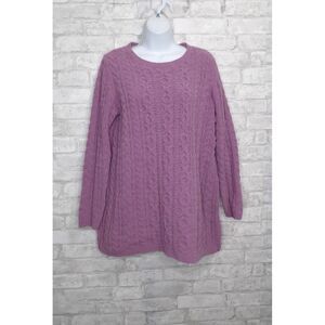 J. Jill‎ Pullover Soft Tunic Sweater Purple Pink Cable Knit Crew Neck Size Small